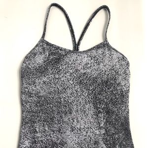 lululemon Power Y Tank - Luon Spray Jacquard White Black